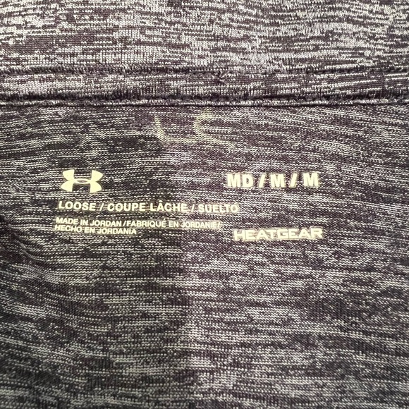 Under Armour Heat Gear Heather Navy/Slate Blue Athletic 1/4 Zip Top - Picture 3 of 15